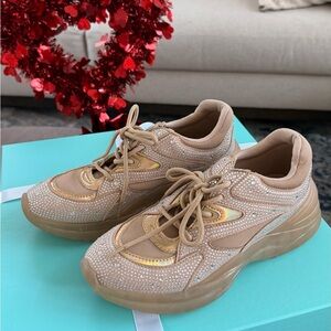 Guess Tan and Gold Women's Sneakers